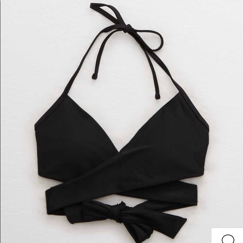 Black Aerie Wrap Halter Bikini Top